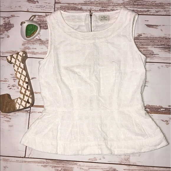 kate spade Tops - SALE Kate Spade eyelet white peplum top size 6